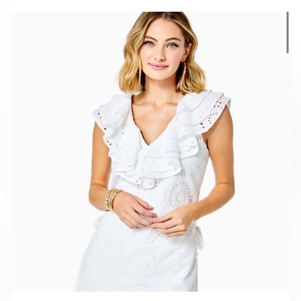 Lilly Pulitzer White Eyelet Ruffle Mini Dress